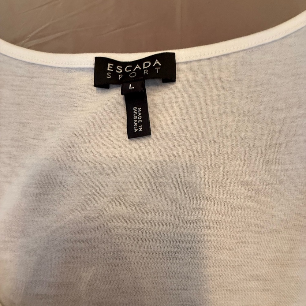 Escada Sport 100% Cotton Women’s White Sleeveless Tank Top Size Large $125 - Picture 4 of 9